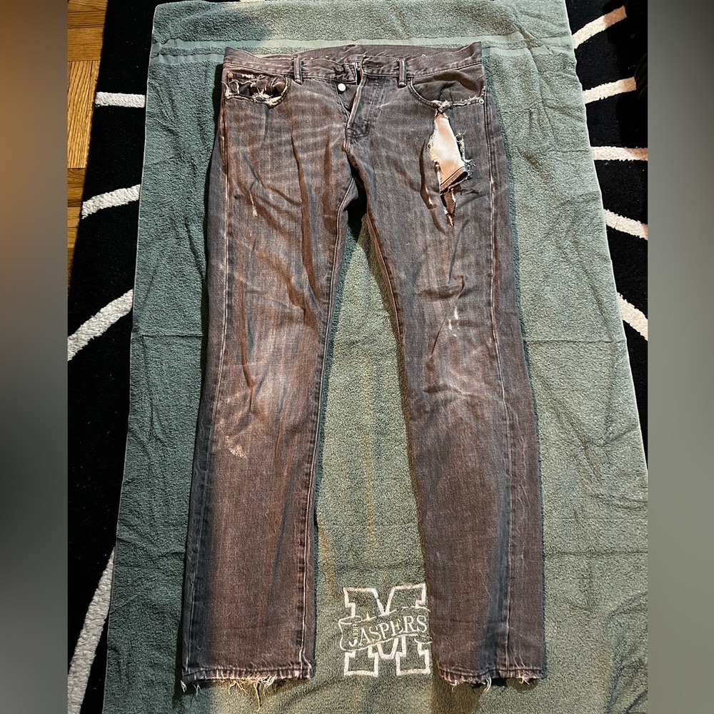 Grey Ralph Lauren Ripped Punk Jeans 🔥🤘 SIZE:32/32
